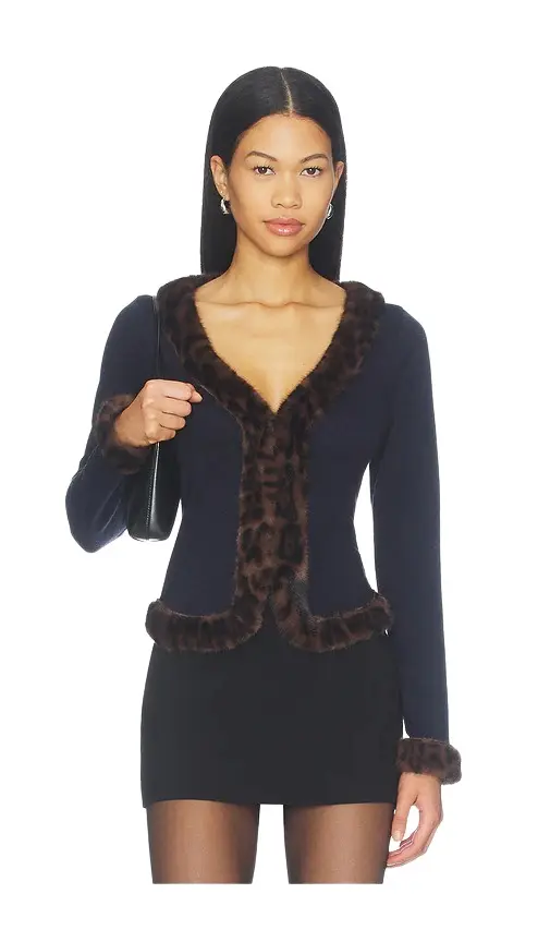 OW Collection Nell Faux Fur Cardigan
