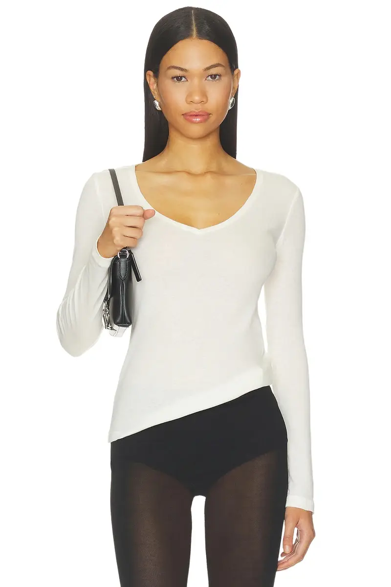 GRLFRND Sheer V-neck Tee