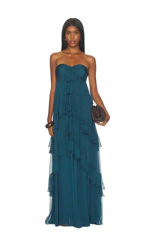 Strapless Ruffle Maxi Dress