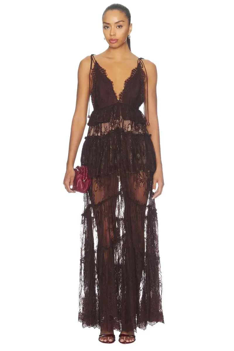 Lace Frill Maxi Dress