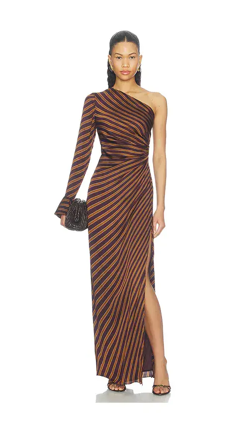 ROCOCO SAND One Sleeve Maxi Dress With Sash | Thumbnail 2