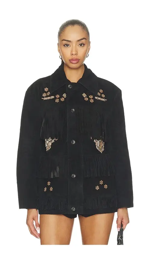 Found Hand Embroidered Suede Western Fringe Jacket