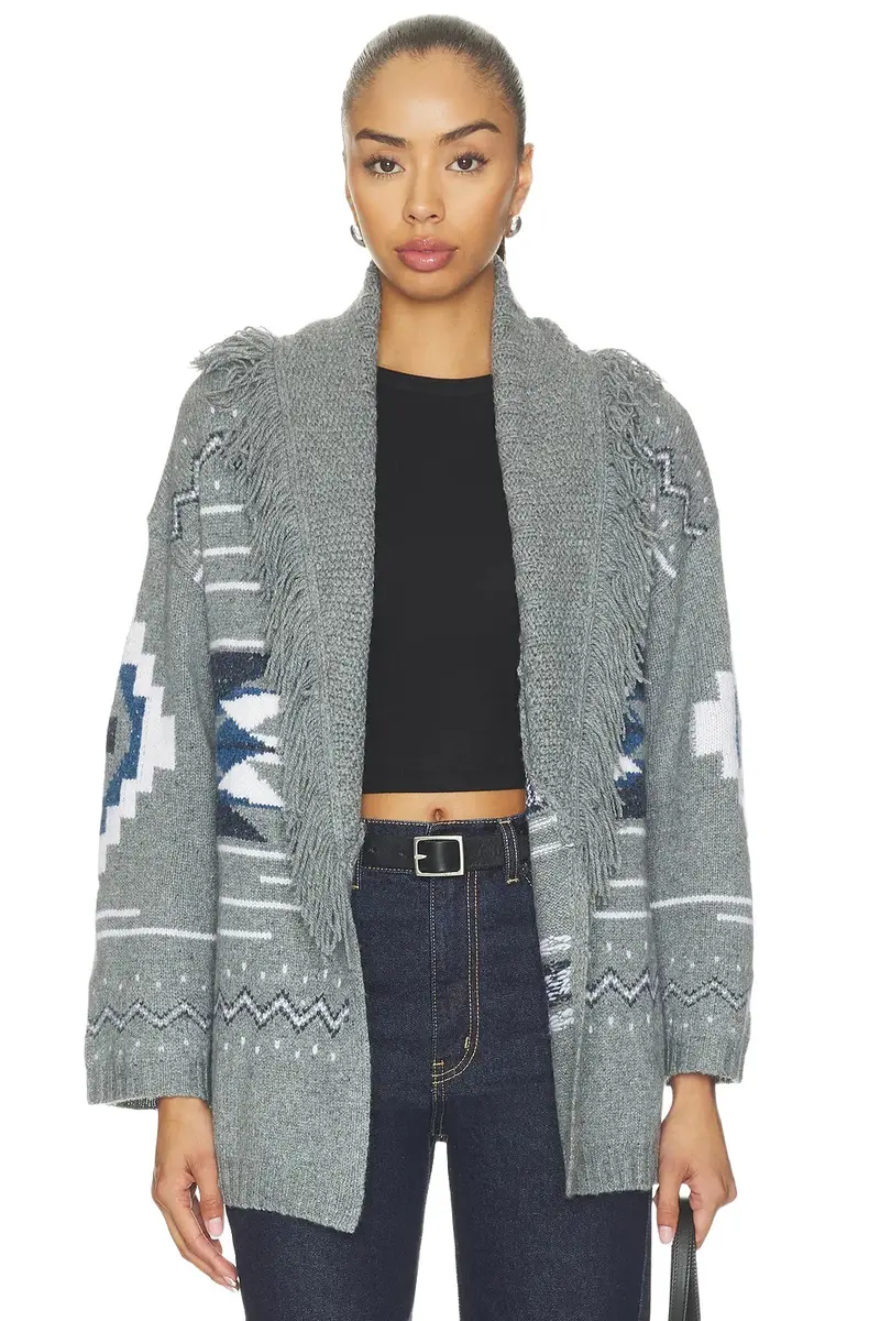 Autumn Cashmere Southwest Fringed Shawl Collar Throw