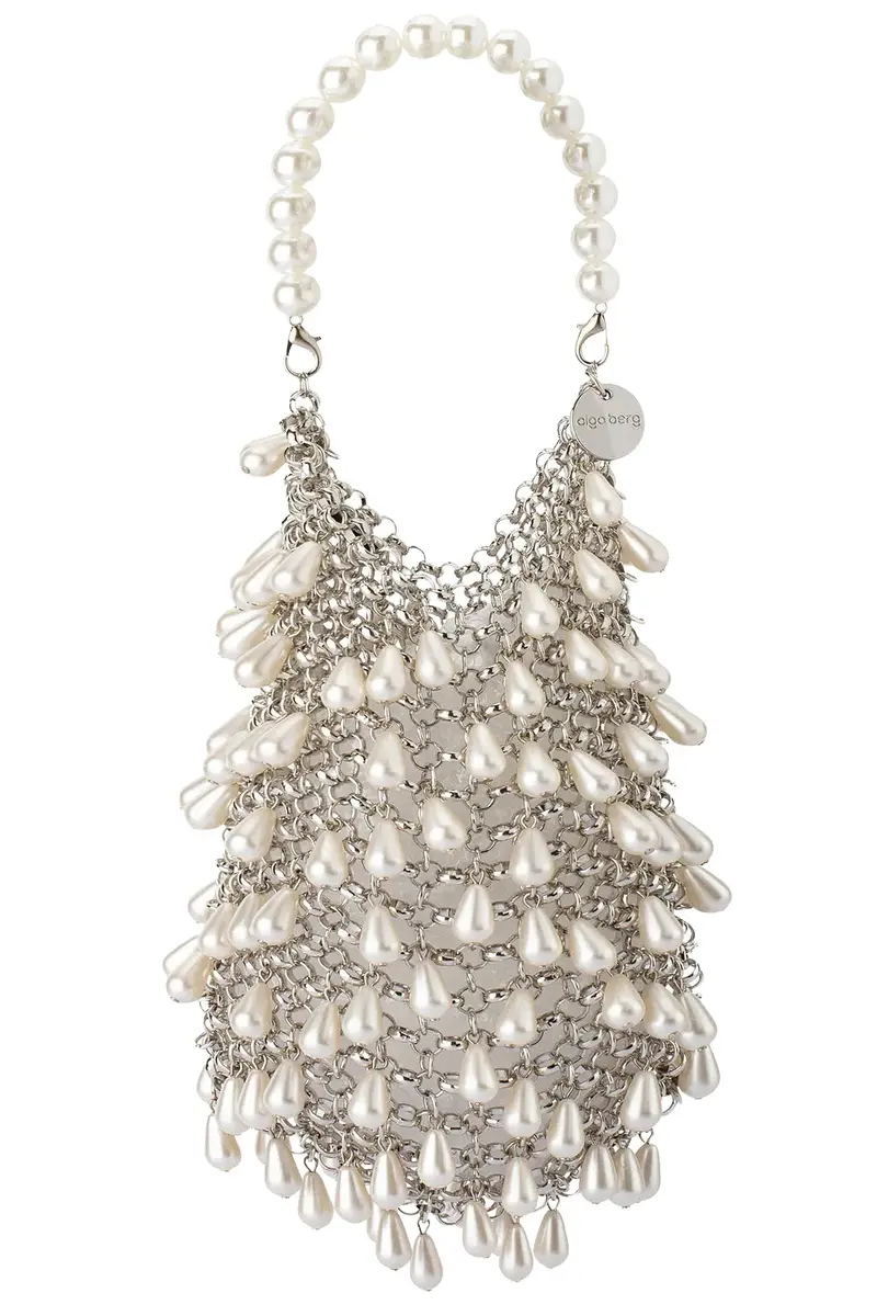 olga berg Jaden Pearl Chainmail Bag