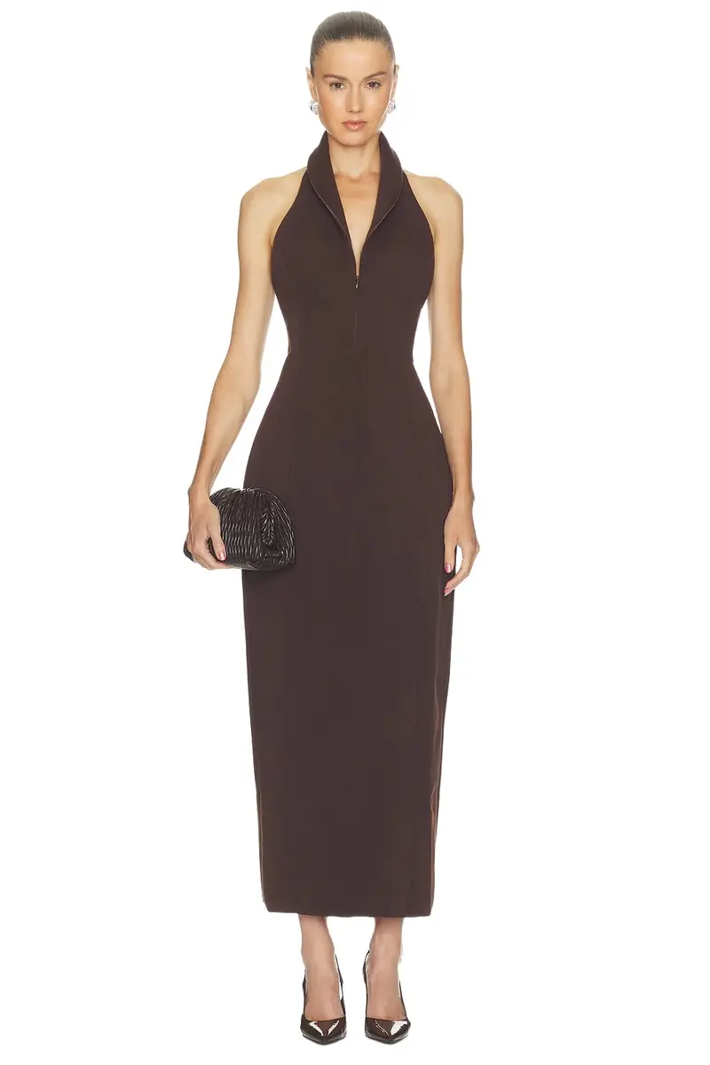 Odd Muse Cotton Mix Zip Collar Midi Dress
