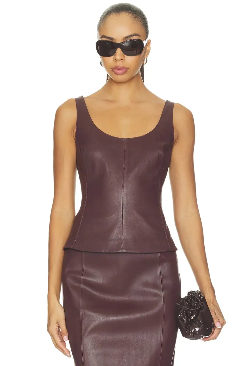 Misha Stretch Leather Top