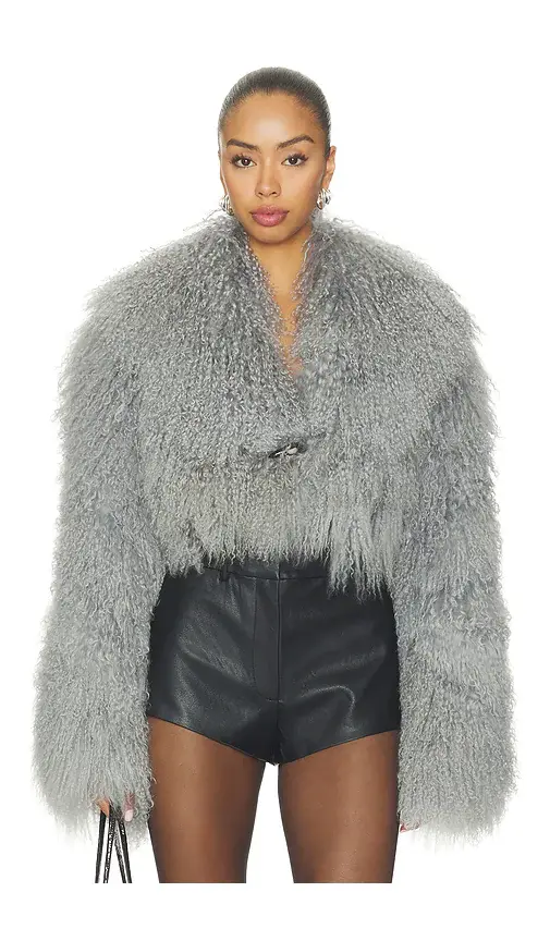 OW Collection Celia Crop Fur Jacket | Thumbnail 2