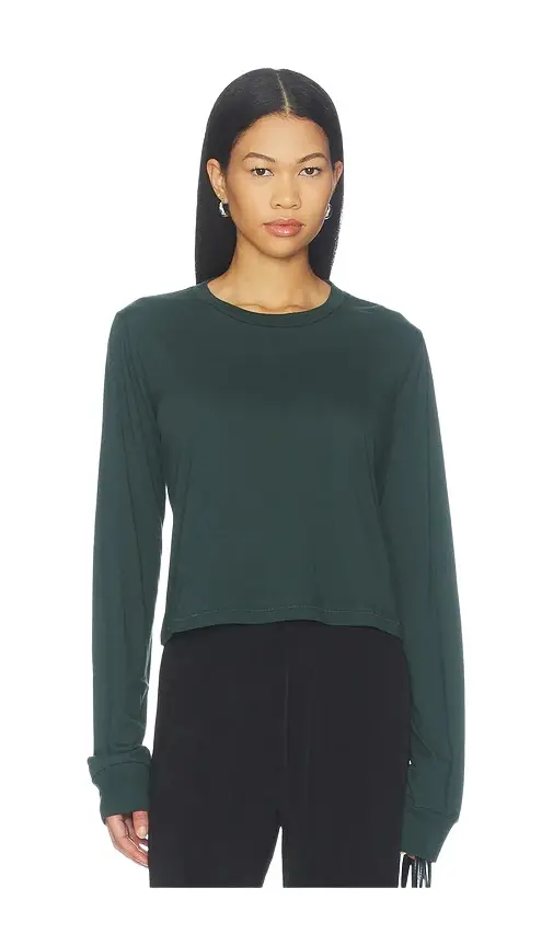 ÉTERNE Cotton Long Sleeve Boxy Tee