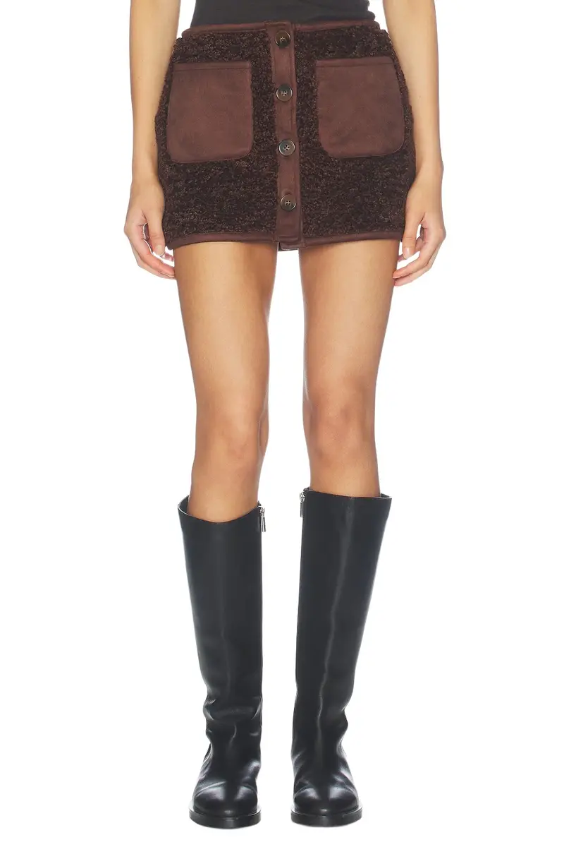 Lovers and Friends Ressa Faux Suede & Sherpa Mini Skirt