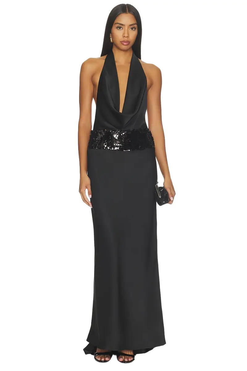 Runaway The Label Marcella Deep Plunge Maxi Dress