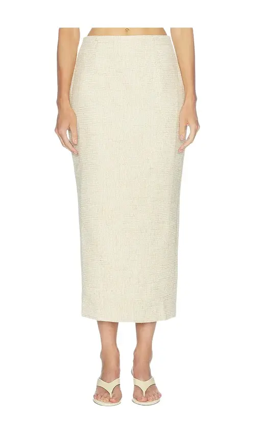 Cotton Mix Tweed Midi Skirt