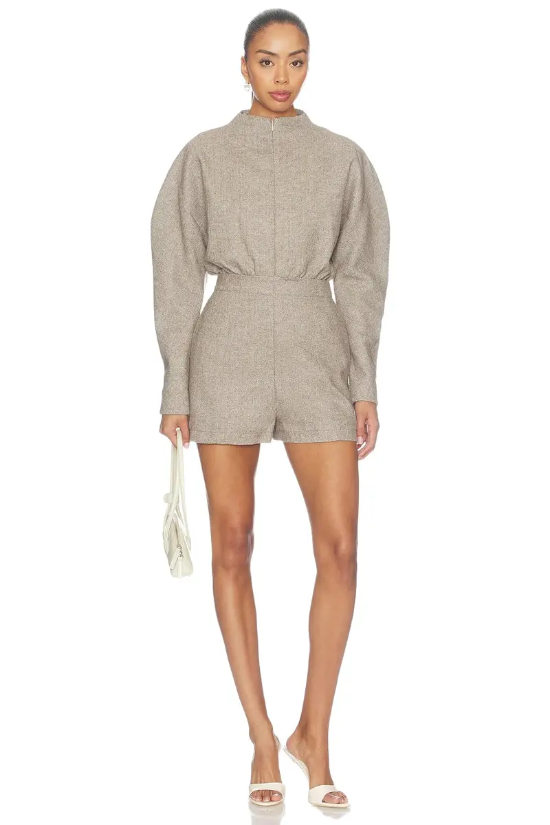 Odd Muse Wool Mix Tweed Playsuit
