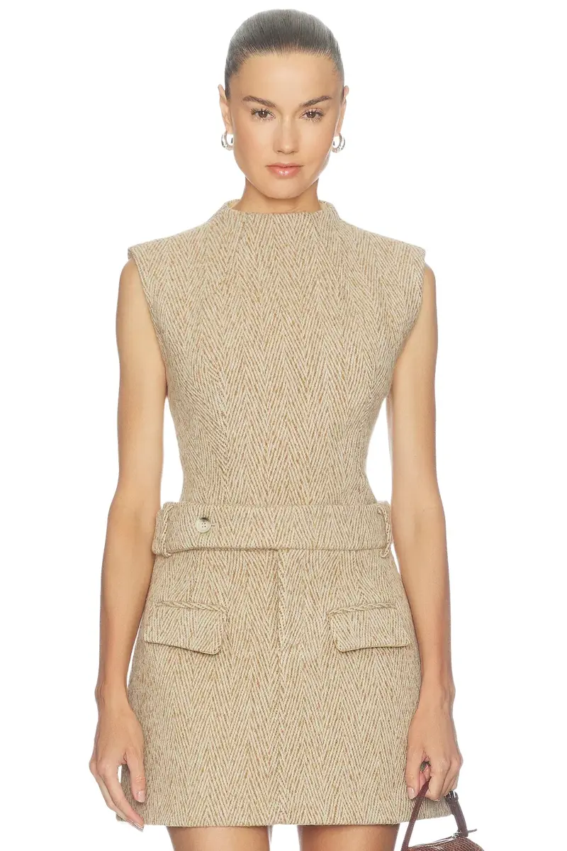 Odd Muse Wool Mix Tweed Sleeveless Top
