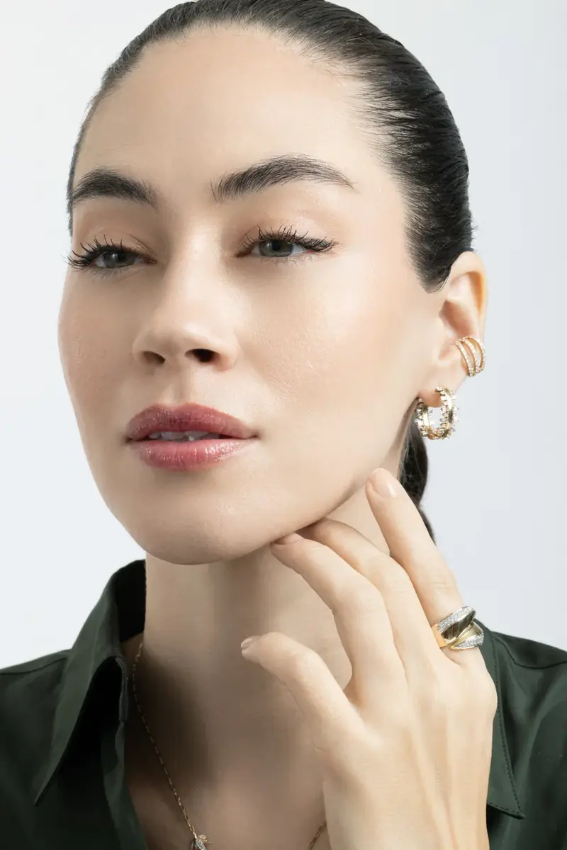 SOFIA LAROUSSI Diamond Baquette Edge Hoop Earrings | Thumbnail 2 SOFIA LAROUSSI Diamond Baquette Edge Hoop Earrings | Thumbnail 2