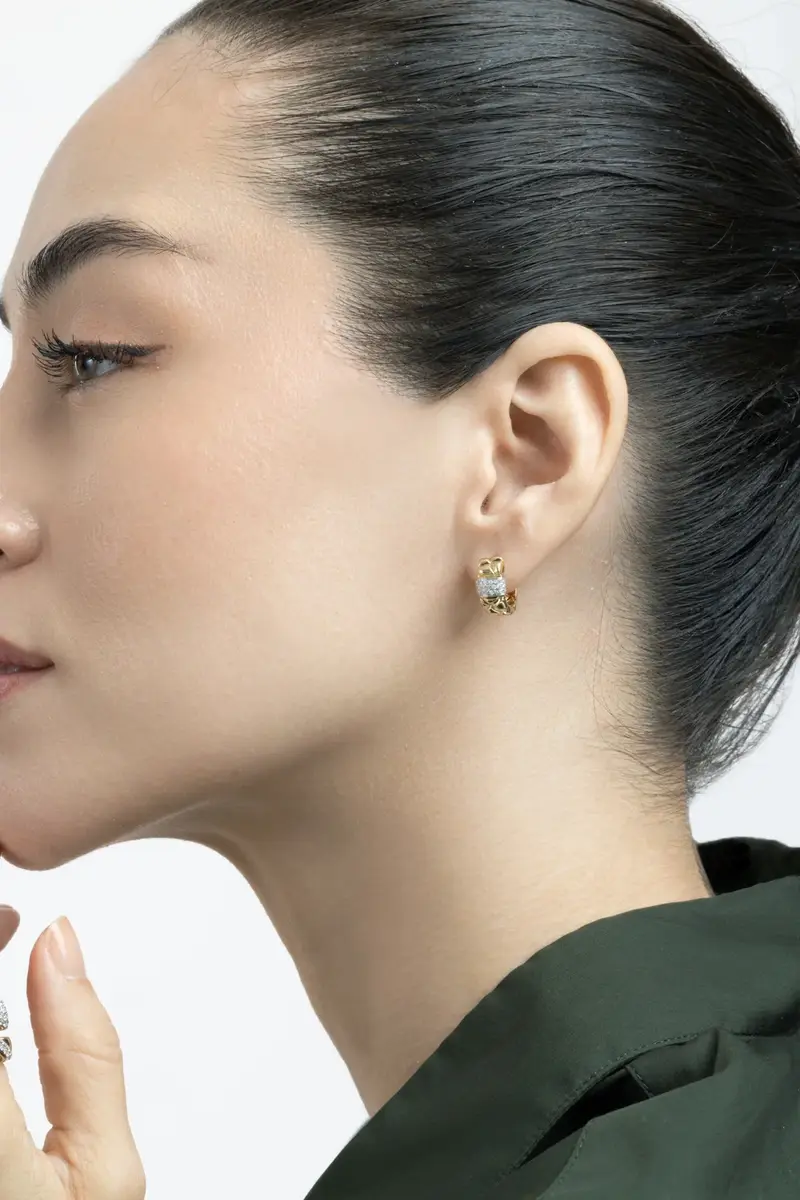 SOFIA LAROUSSI Diamond Bar Textured Hoop Earrings | Thumbnail 2 SOFIA LAROUSSI Diamond Bar Textured Hoop Earrings | Thumbnail 2