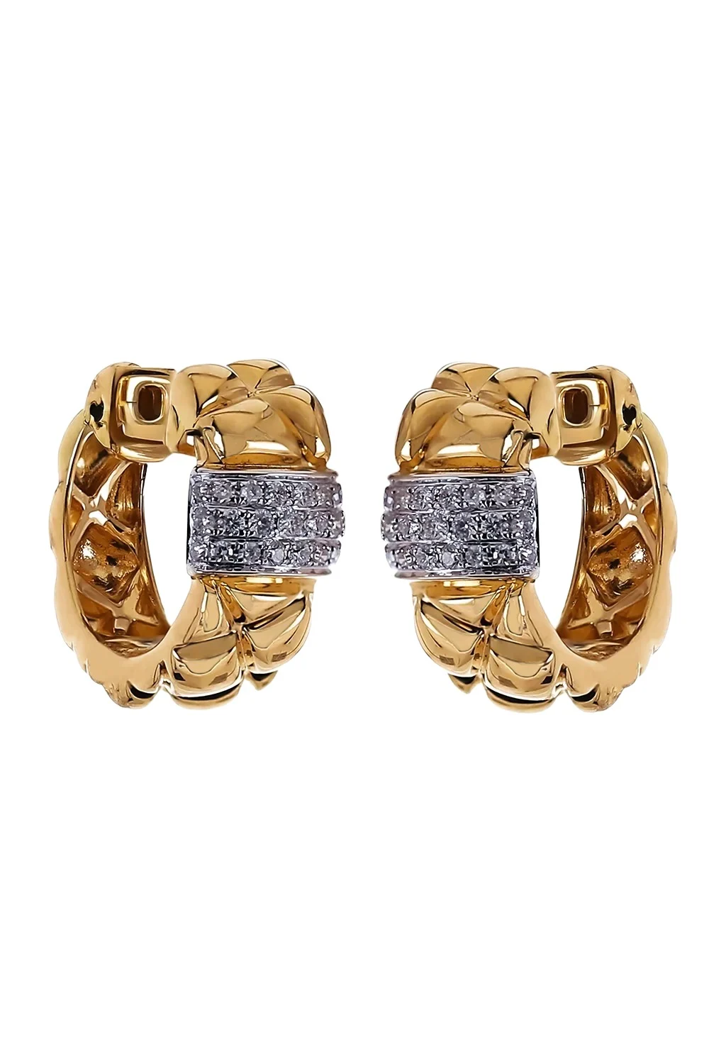 SOFIA LAROUSSI Diamond Bar Textured Hoop Earrings