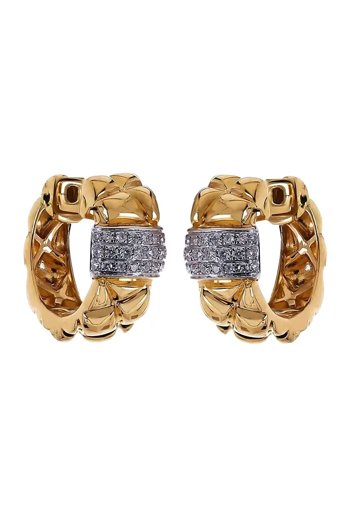 Diamond Bar Textured Hoop Earrings Diamond Bar Textured Hoop Earrings