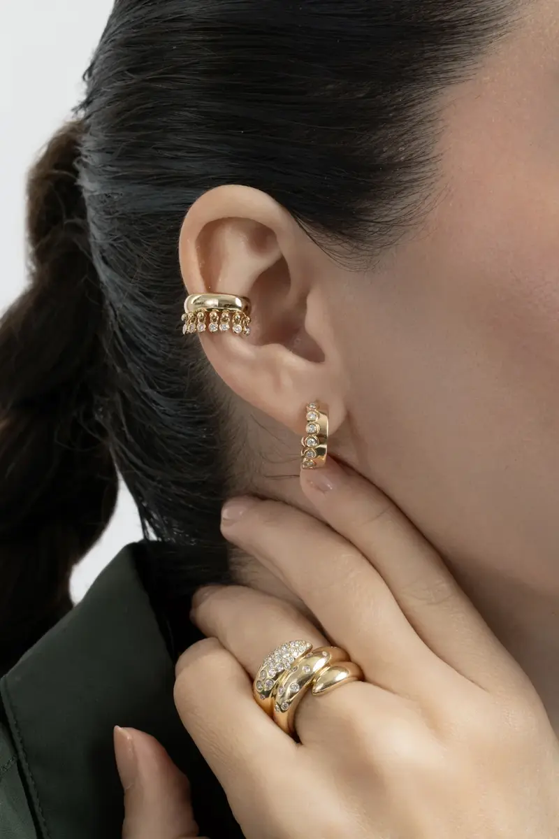 SOFIA LAROUSSI Diamond Bezel Edge Hoop Earrings | Thumbnail 2 SOFIA LAROUSSI Diamond Bezel Edge Hoop Earrings | Thumbnail 2