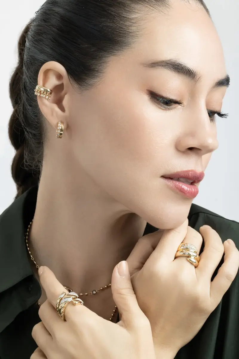 SOFIA LAROUSSI Diamond Bezel Edge Hoop Earrings | Thumbnail 3 SOFIA LAROUSSI Diamond Bezel Edge Hoop Earrings | Thumbnail 3