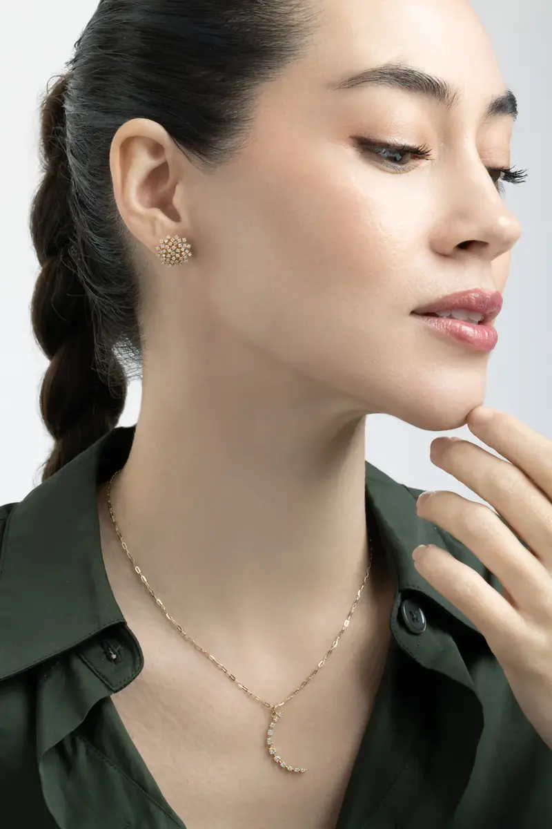 SOFIA LAROUSSI Diamond Burst Stud Earrings | Thumbnail 2