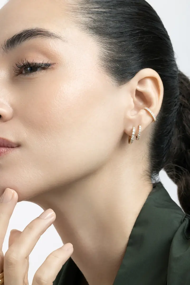 SOFIA LAROUSSI Diamond Double Line Illusion Earrings | Thumbnail 3 SOFIA LAROUSSI Diamond Double Line Illusion Earrings | Thumbnail 3