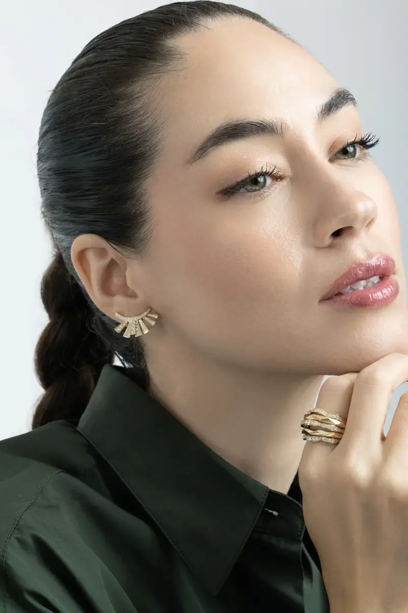 SOFIA LAROUSSI Diamond Fan Earrings | Thumbnail 2