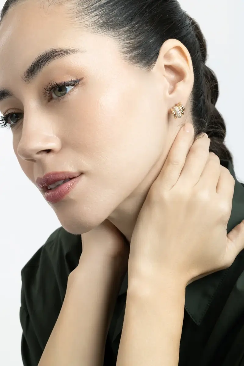SOFIA LAROUSSI Diamond Four Line Stud Earrings | Thumbnail 4 SOFIA LAROUSSI Diamond Four Line Stud Earrings | Thumbnail 4