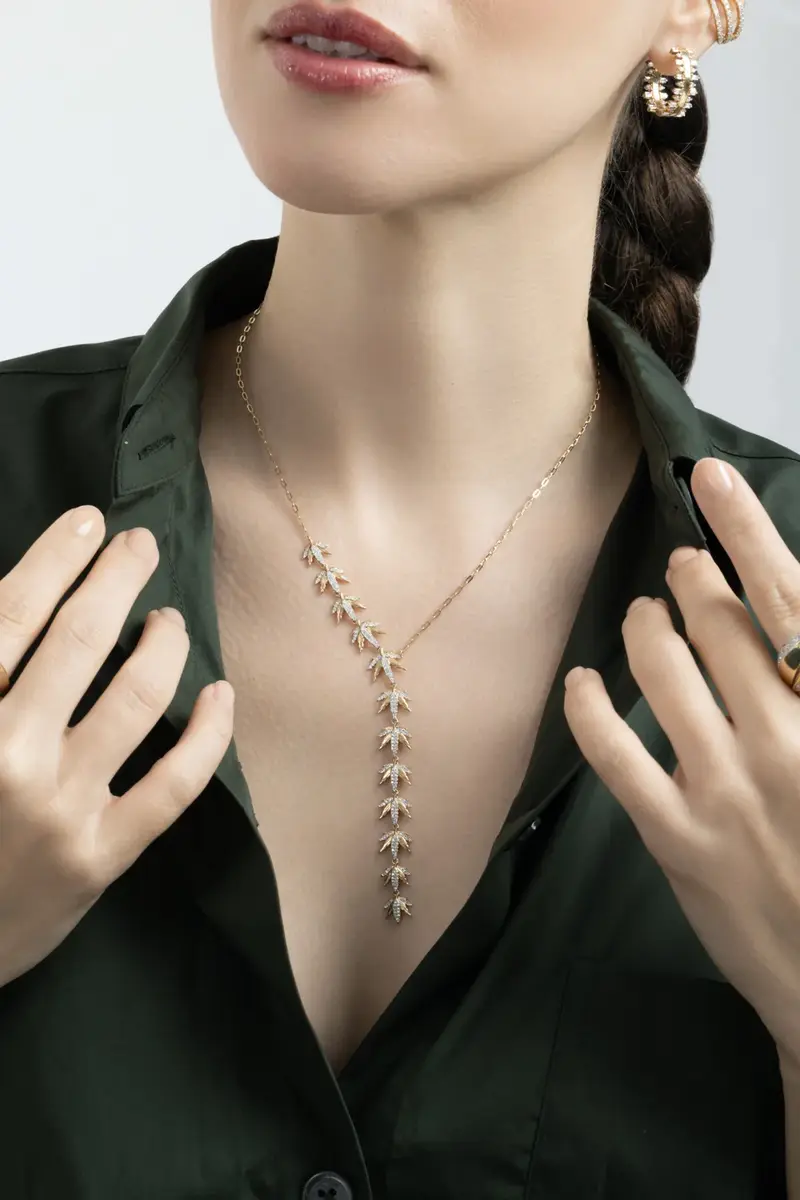 SOFIA LAROUSSI Diamond Leaf Y Necklace | Thumbnail 2 SOFIA LAROUSSI Diamond Leaf Y Necklace | Thumbnail 2