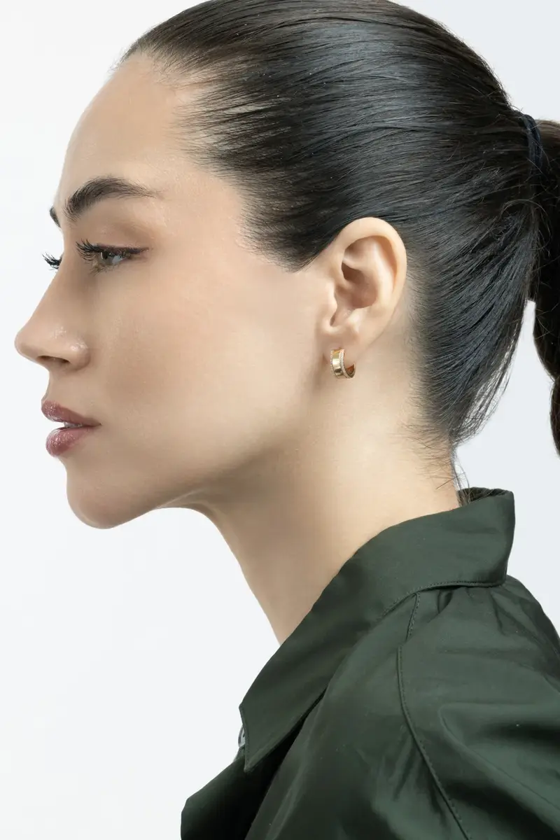 SOFIA LAROUSSI Diamond Lined Huggie Earrings | Thumbnail 2 SOFIA LAROUSSI Diamond Lined Huggie Earrings | Thumbnail 2