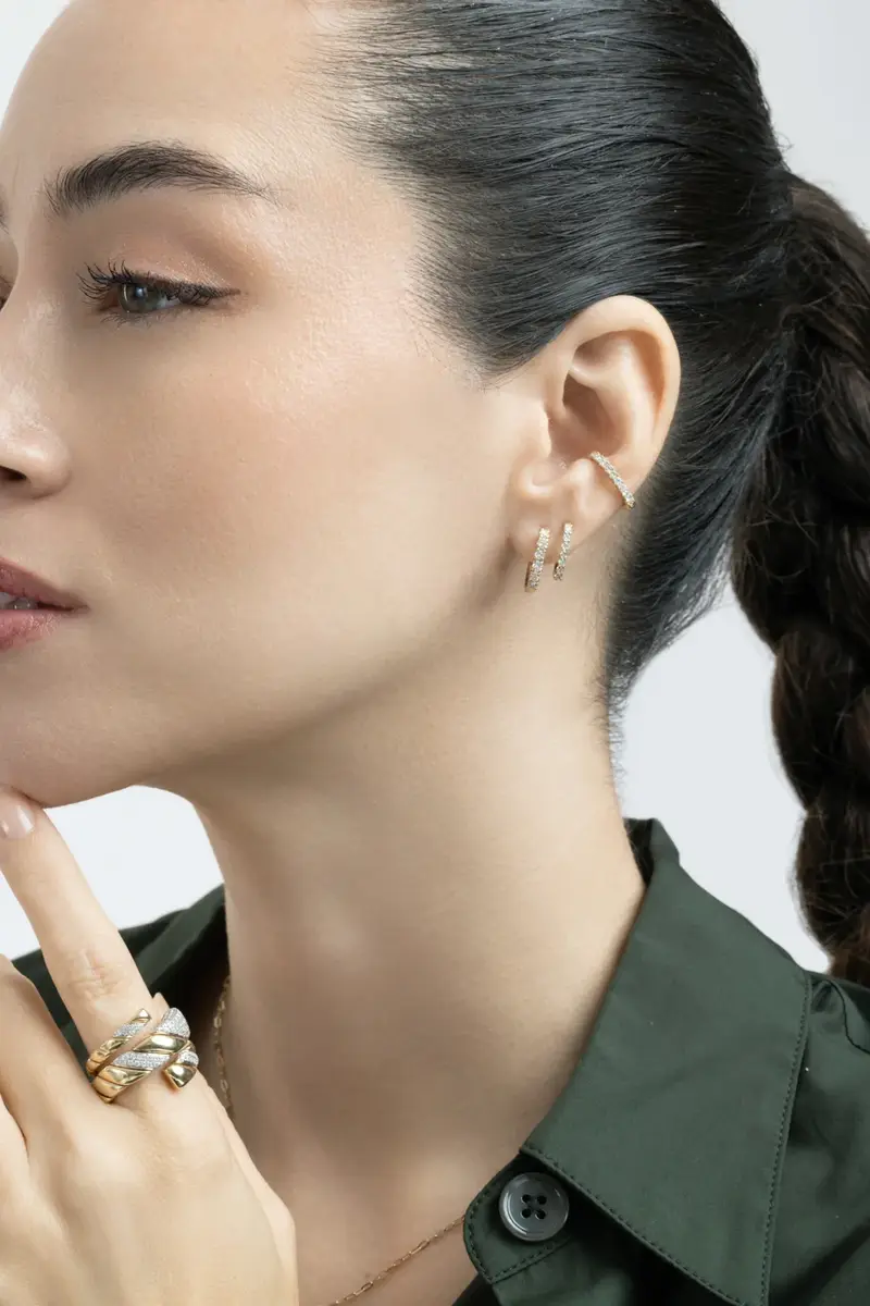 Diamond Pave Single Row Ear Cuff Diamond Pave Single Row Ear Cuff