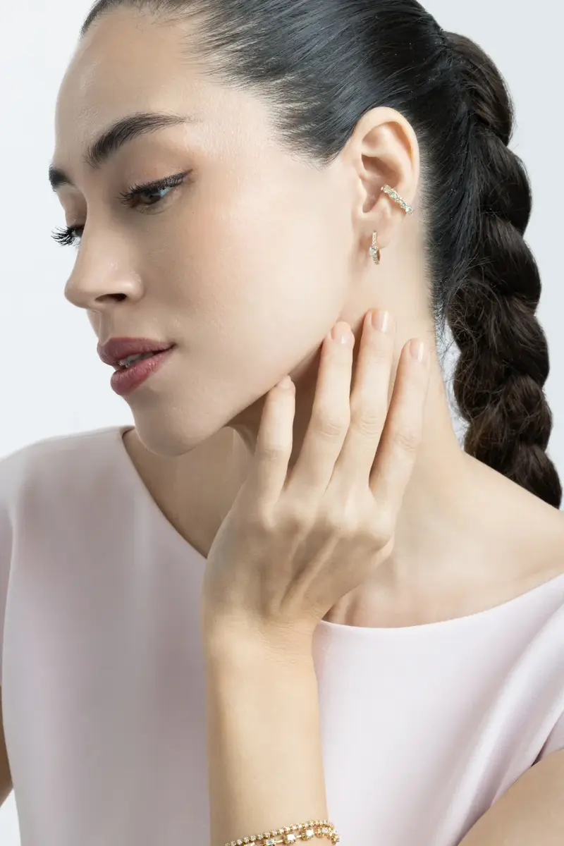SOFIA LAROUSSI Diamond Pear Hoop Earrings | Thumbnail 3
