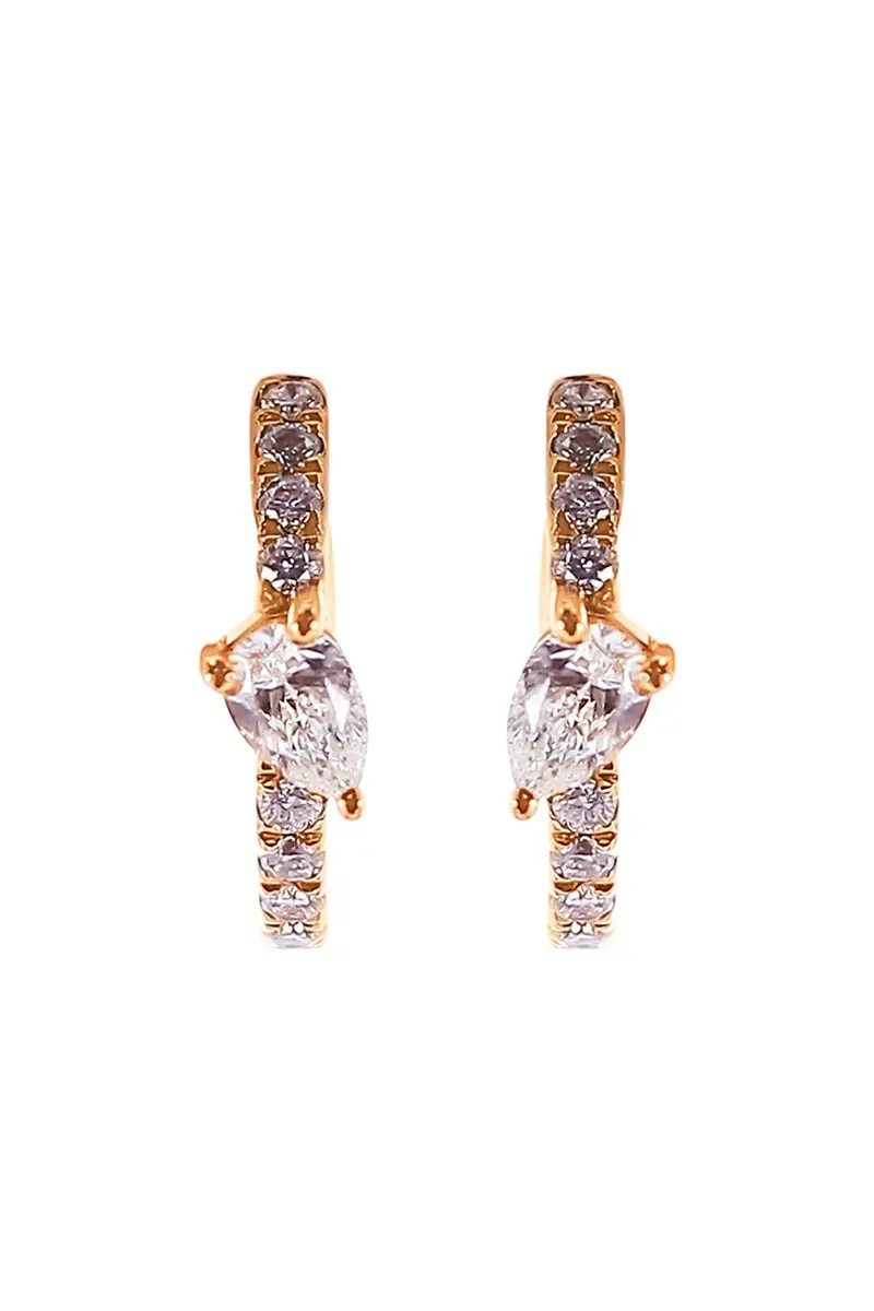 Diamond Pear Hoop Earrings