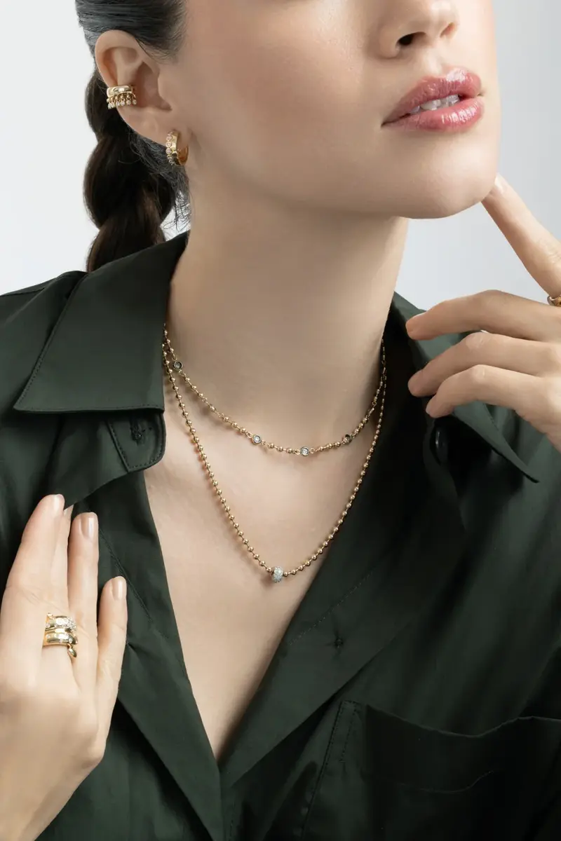 SOFIA LAROUSSI Diamond Rondelle Ball Chain Necklace | Thumbnail 4 SOFIA LAROUSSI Diamond Rondelle Ball Chain Necklace | Thumbnail 4