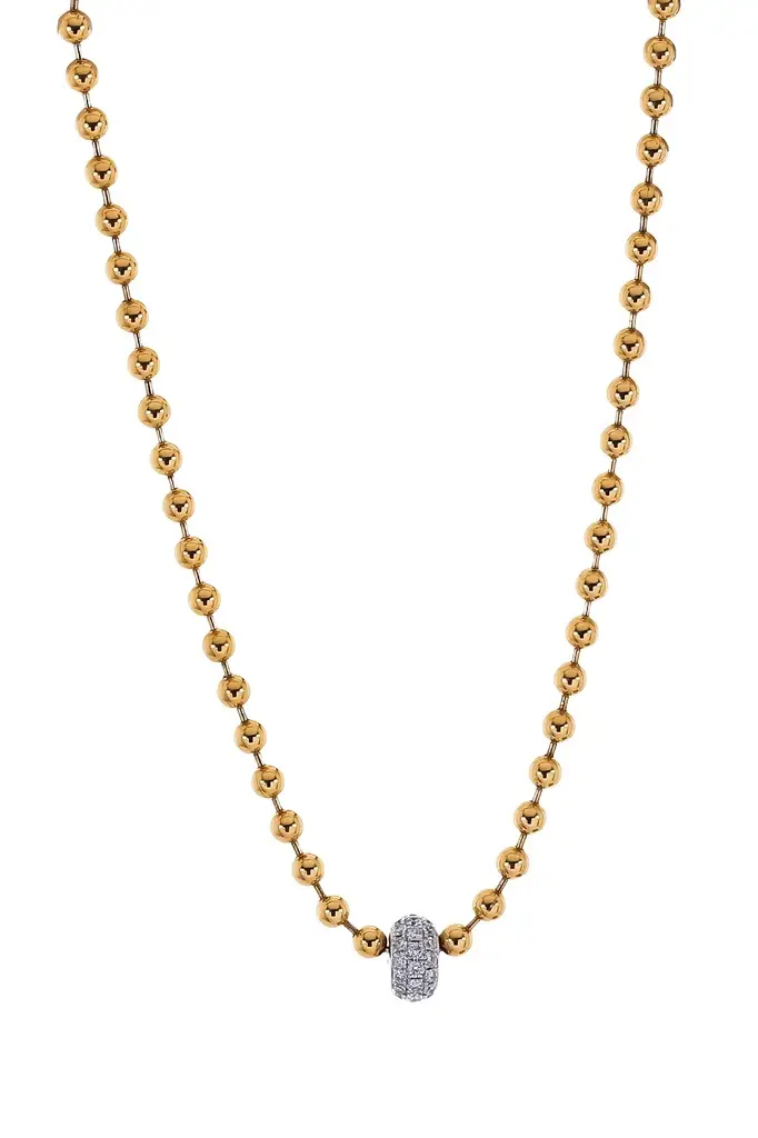 Diamond Rondelle Ball Chain Necklace Diamond Rondelle Ball Chain Necklace