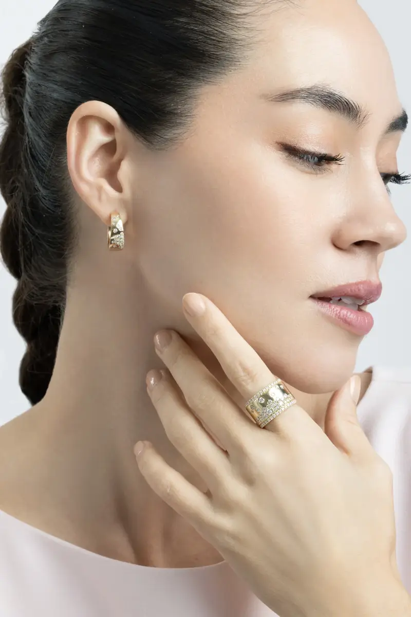 SOFIA LAROUSSI Diamond Scattered Hoop Earrings | Thumbnail 2 SOFIA LAROUSSI Diamond Scattered Hoop Earrings | Thumbnail 2
