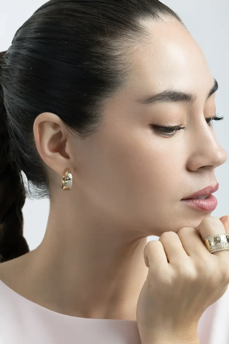 SOFIA LAROUSSI Diamond Scattered Hoop Earrings | Thumbnail 3 SOFIA LAROUSSI Diamond Scattered Hoop Earrings | Thumbnail 3