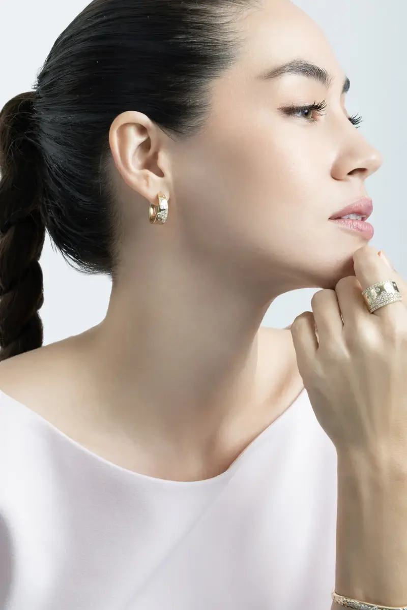 SOFIA LAROUSSI Diamond Scattered Hoop Earrings | Thumbnail 4 SOFIA LAROUSSI Diamond Scattered Hoop Earrings | Thumbnail 4