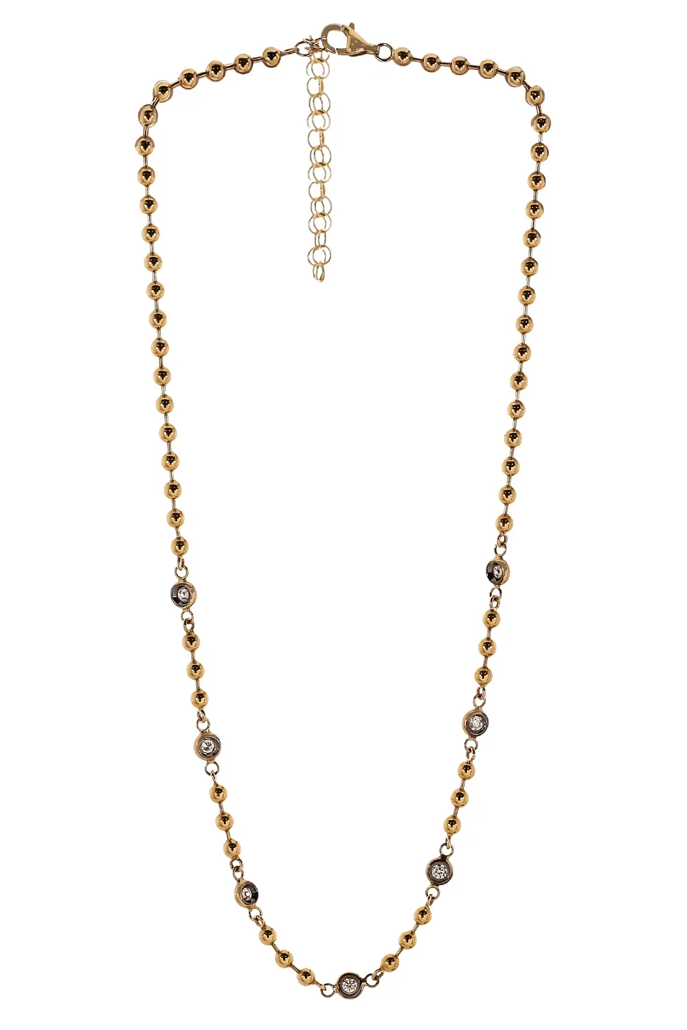 SOFIA LAROUSSI Diamond Station Ball Chain Necklace