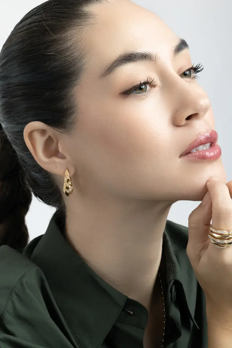 SOFIA LAROUSSI Diamond Triple V Hoop Earrings | Thumbnail 2 SOFIA LAROUSSI Diamond Triple V Hoop Earrings | Thumbnail 2