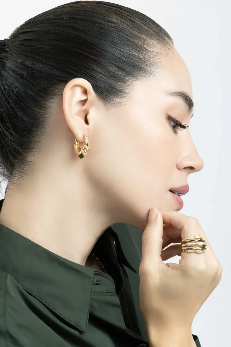 SOFIA LAROUSSI Diamond Triple V Hoop Earrings | Thumbnail 3 SOFIA LAROUSSI Diamond Triple V Hoop Earrings | Thumbnail 3