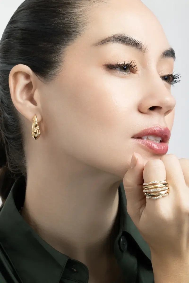 SOFIA LAROUSSI Diamond Triple V Hoop Earrings | Thumbnail 4 SOFIA LAROUSSI Diamond Triple V Hoop Earrings | Thumbnail 4