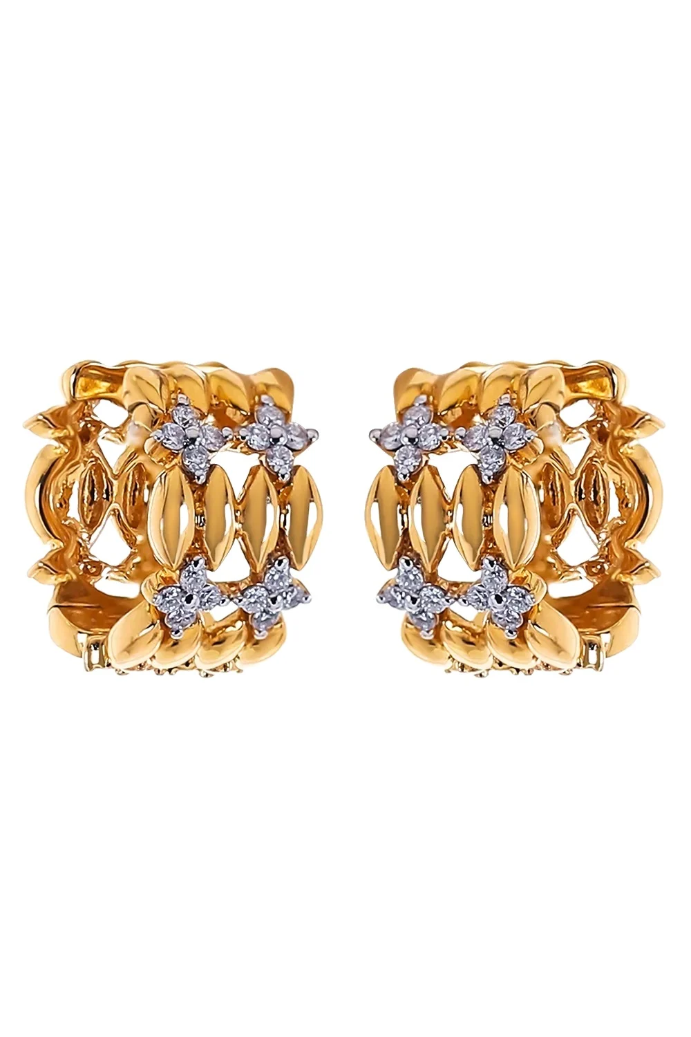 SOFIA LAROUSSI Diamond Two Row Pattern Huggie Earrings