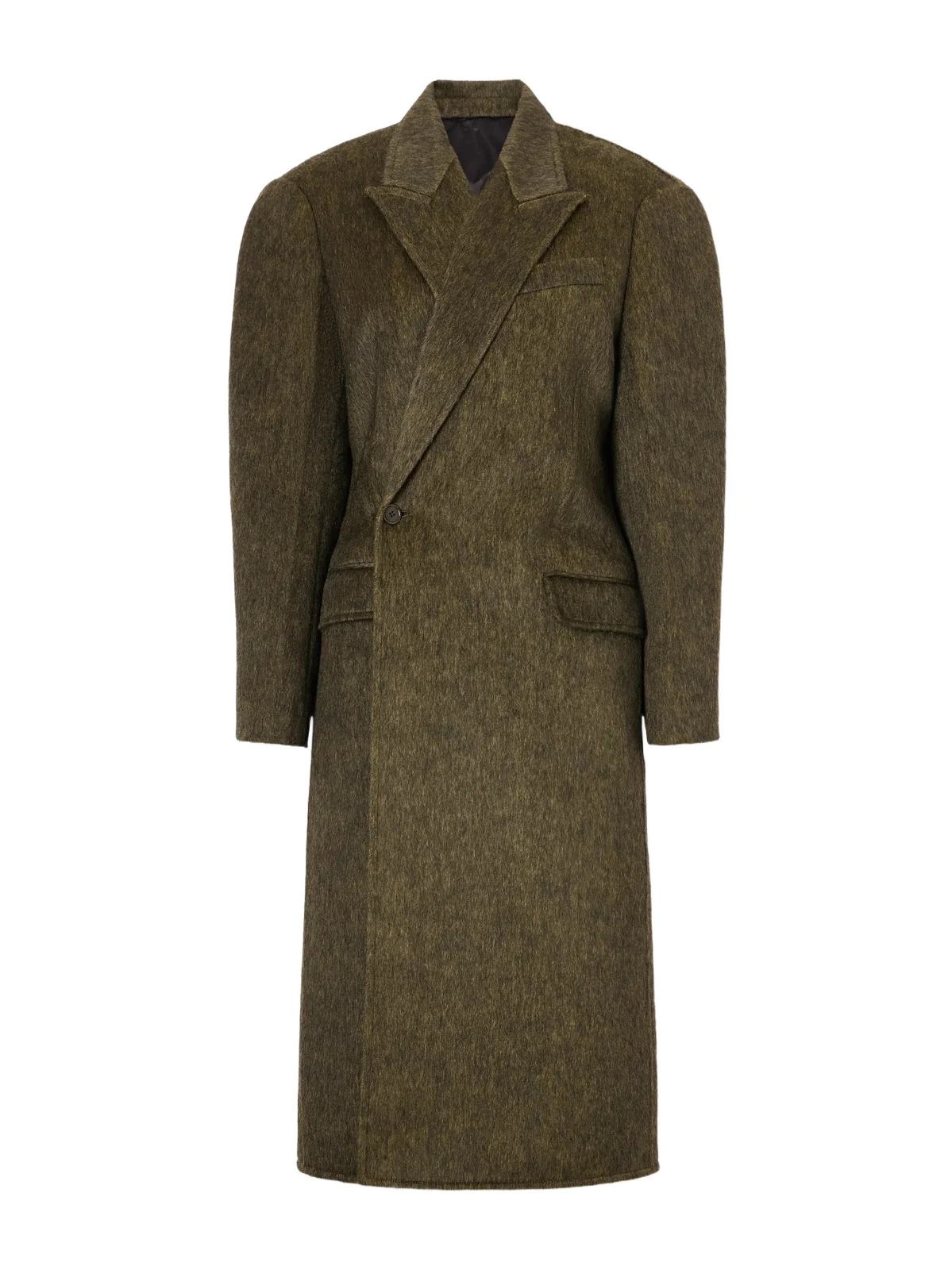Double-breasted wool-blend felt coat