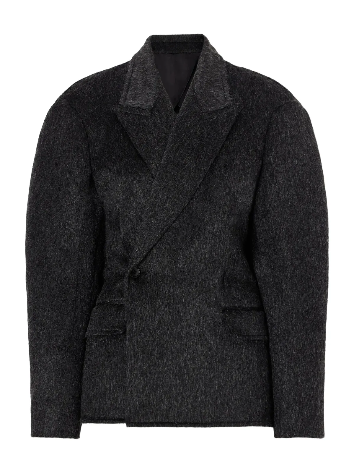 Double-breasted brushed wool-blend felt jacket