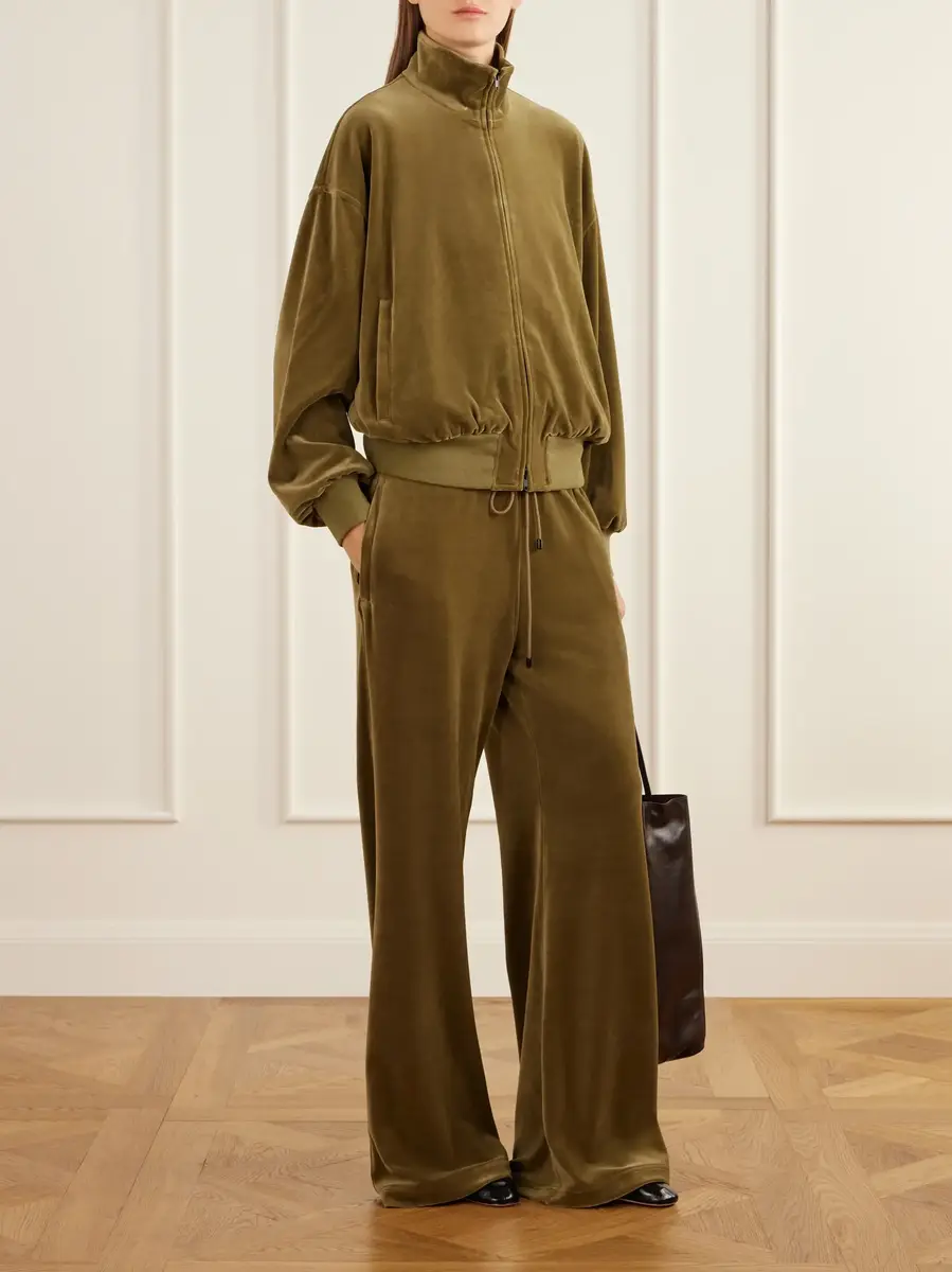 Phoebe Philo Drawstring cotton-blend velour wide-leg pants | Thumbnail 2 Phoebe Philo Drawstring cotton-blend velour wide-leg pants | Thumbnail 2