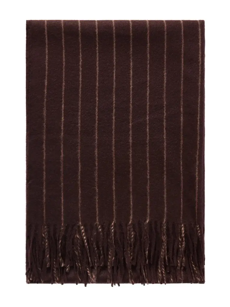 Phoebe Philo Fringed pinstriped cashmere scarf