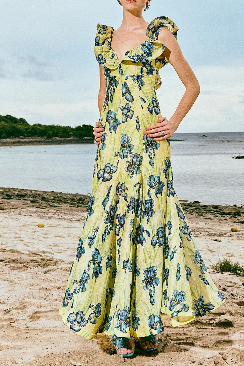 LA FUORI Citrine Iris Ruffle Maxi Dress | Thumbnail 2 LA FUORI Citrine Iris Ruffle Maxi Dress | Thumbnail 2