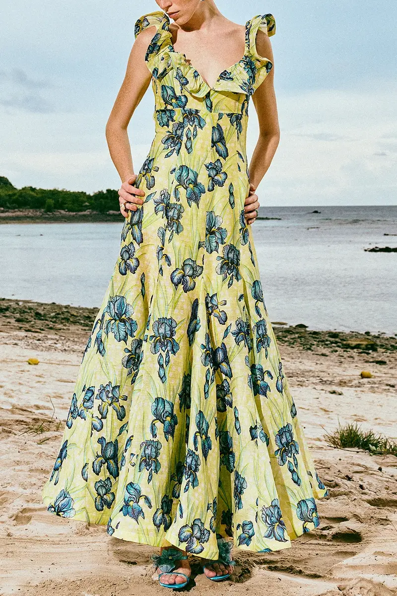 LA FUORI Citrine Iris Ruffle Maxi Dress | Thumbnail 5 LA FUORI Citrine Iris Ruffle Maxi Dress | Thumbnail 5