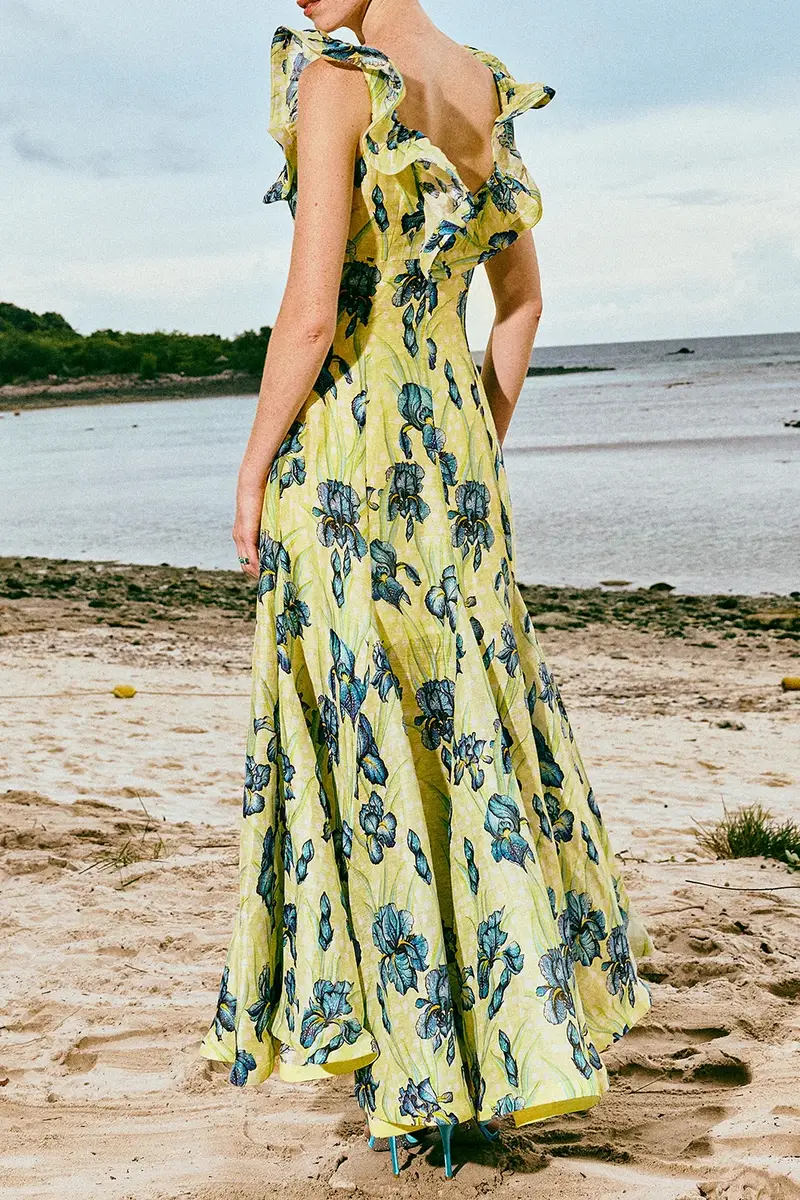 LA FUORI Citrine Iris Ruffle Maxi Dress | Thumbnail 6 LA FUORI Citrine Iris Ruffle Maxi Dress | Thumbnail 6