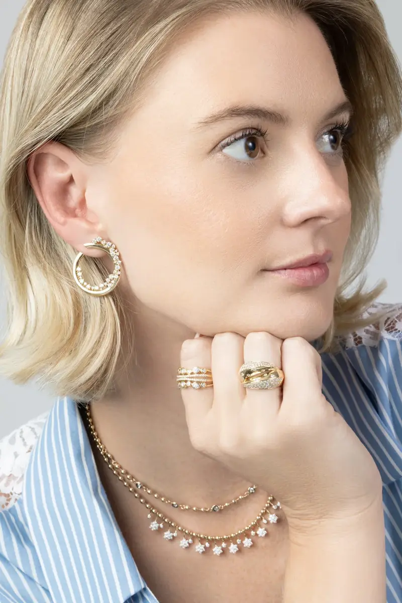 SOFIA LAROUSSI Diamond Scattered Circle Earrings | Thumbnail 3 SOFIA LAROUSSI Diamond Scattered Circle Earrings | Thumbnail 3